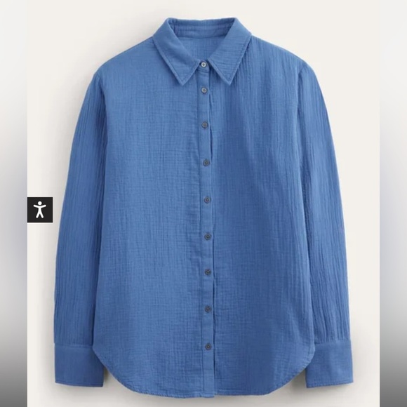 New! Boden cotton textured button down shirt blue plus size nwt 20223 - Picture 2 of 13
